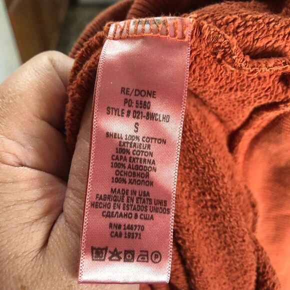 RE/DONE x Hanes Classic Hoodie Sweatshirt Oversized Orange Terracotta - S - Picture 12 of 13